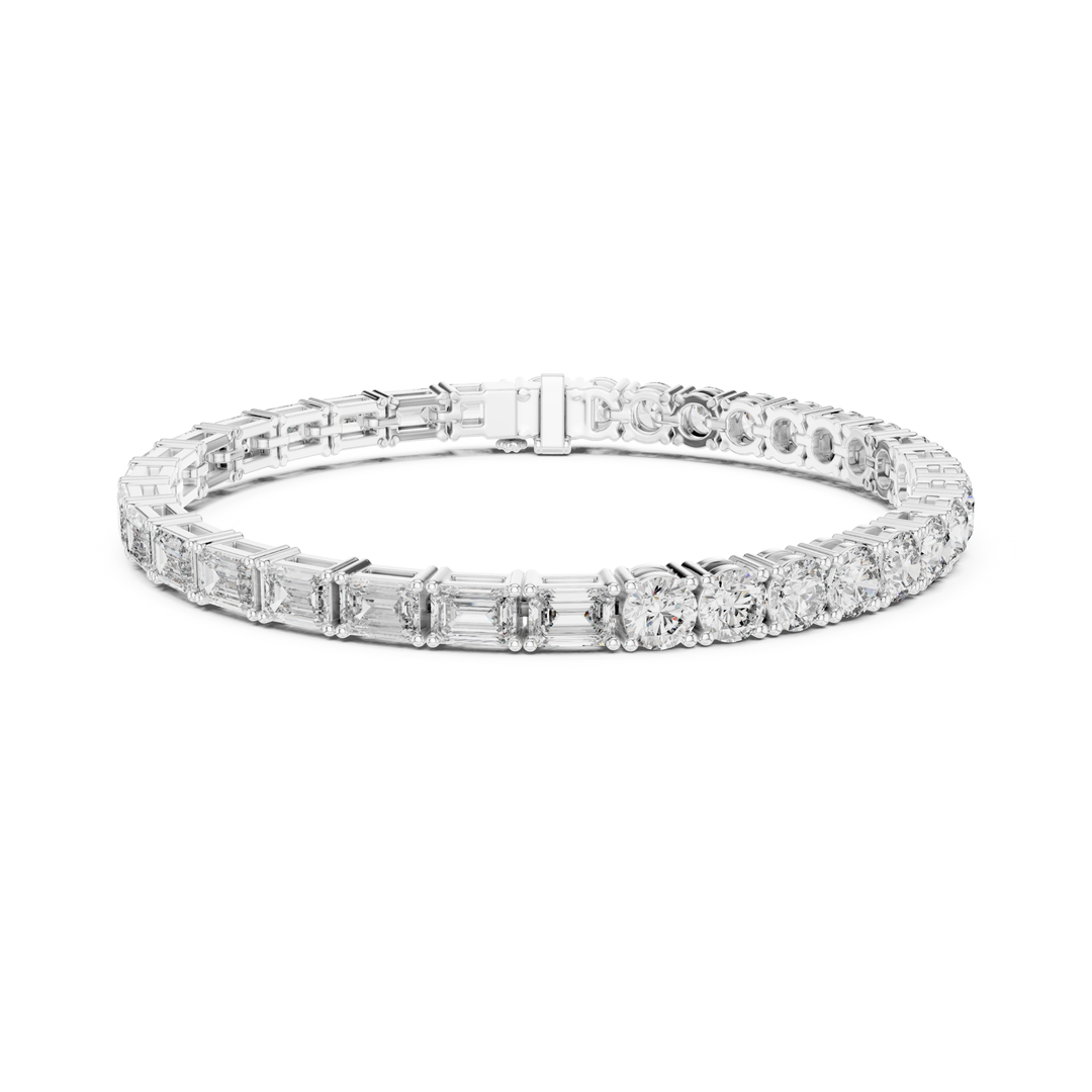 Emerald & Round 12.6 ctw Lab Diamond Tennis Bracelet- BC124