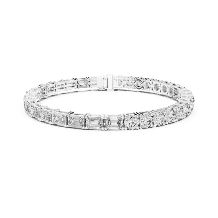 Emerald & Round 12.6 ctw Lab Diamond Tennis Bracelet- BC124