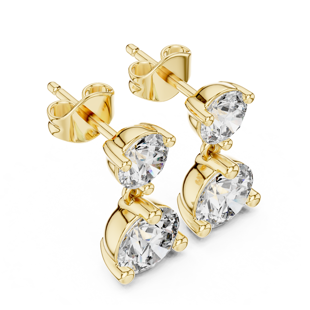 Round Cut Diamond Two Stone Drop Earrings - E1133