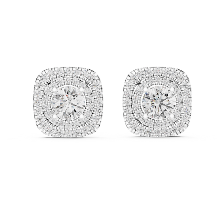 Square Halo 3.88 ctw Diamond Stud Earrings - E1130