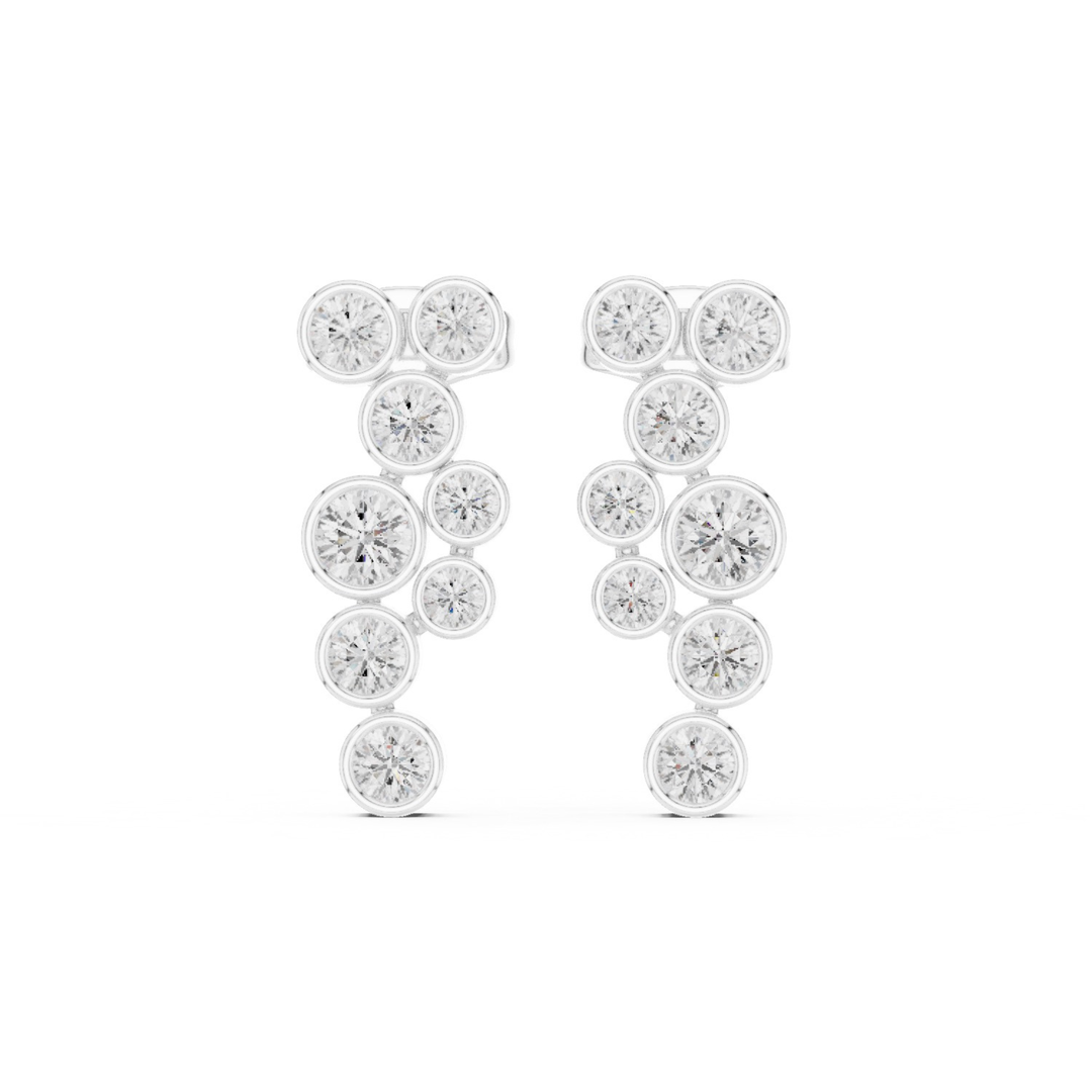 Bezel Diamond Cascade Drop Earrings - E1124