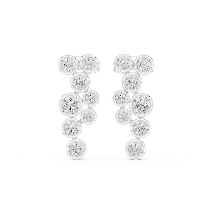Bezel Diamond Cascade Drop Earrings - E1124