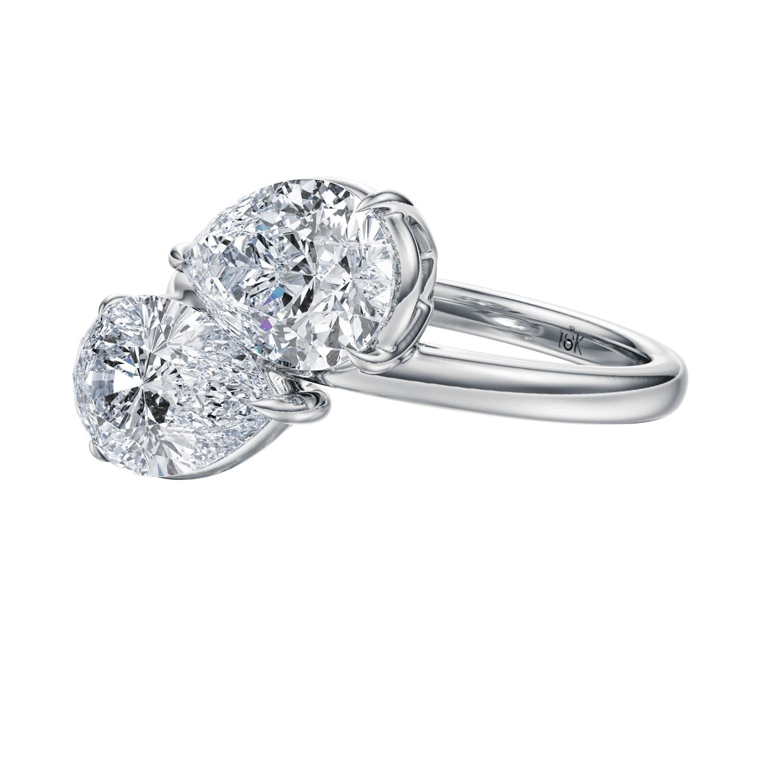 4 ctw Toi et Moi Pear - Shaped Engagement Ring - R1044 in Engagement Ring by 18 KARATS INC.