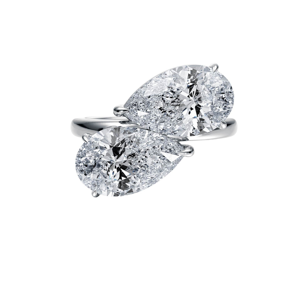 4 ctw Toi et Moi Pear - Shaped Engagement Ring - R1044 in Engagement Ring by 18 KARATS INC.