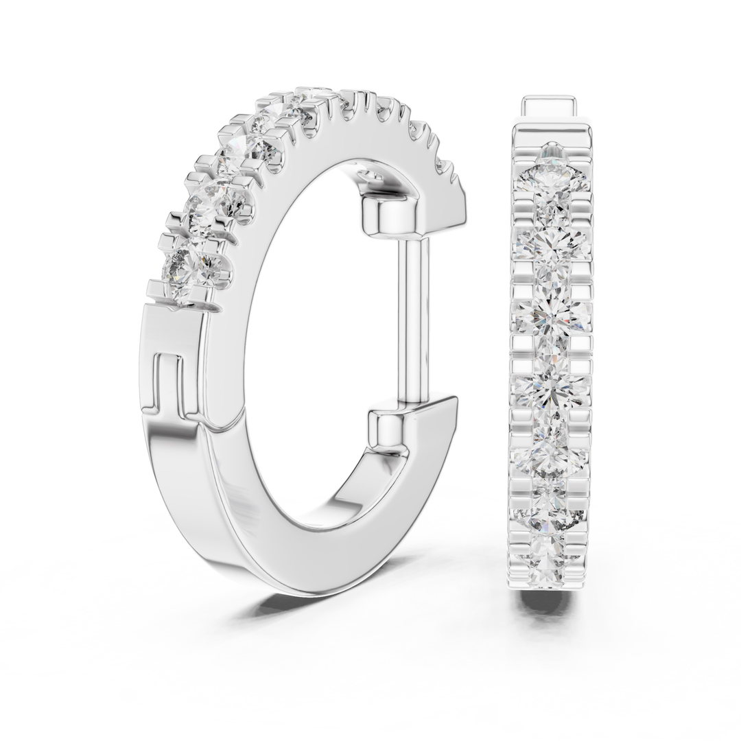 U-Pavé Diamond Hoop Earrings - E1128