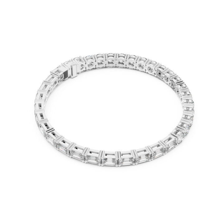 Emerald & Round 12.6 ctw Lab Diamond Tennis Bracelet- BC124