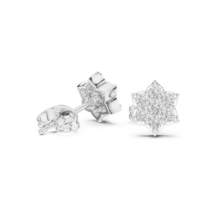 Diamond Flower Stud Earrings - E1129