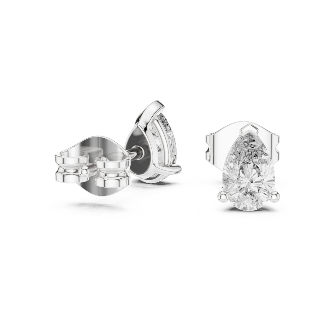 Pear Shape 1.00 ctw Diamond Crown Stud Earrings - E1153