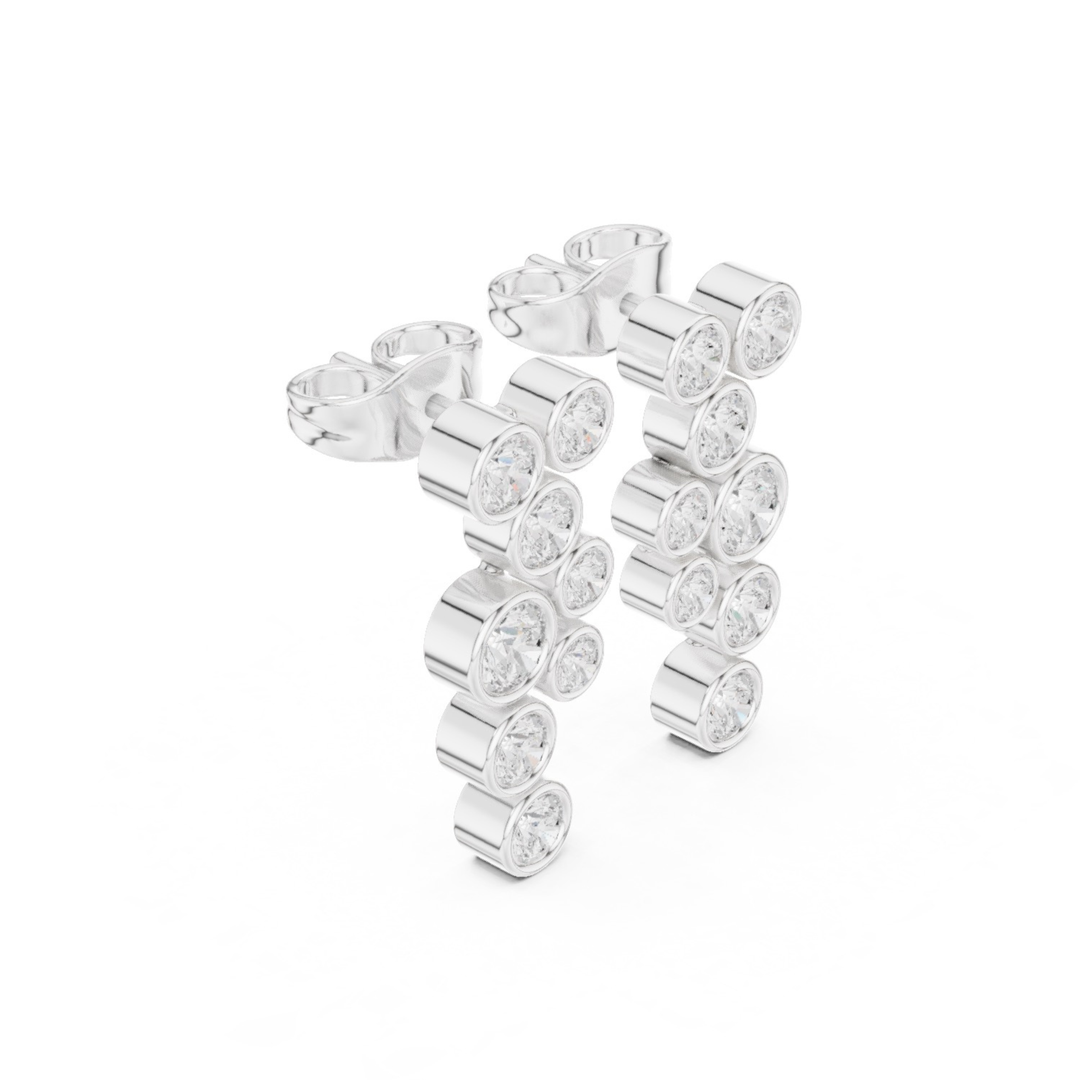 Bezel Diamond Cascade Drop Earrings - E1124