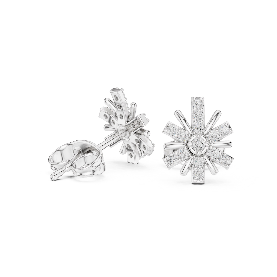 Diamond Sunburst Stud Earrings - E1132