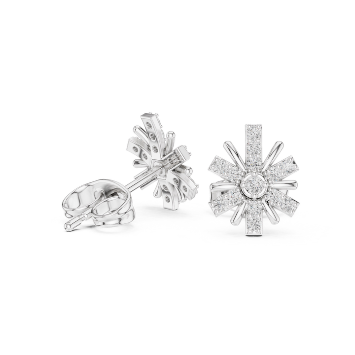 Diamond Sunburst Stud Earrings - E1132