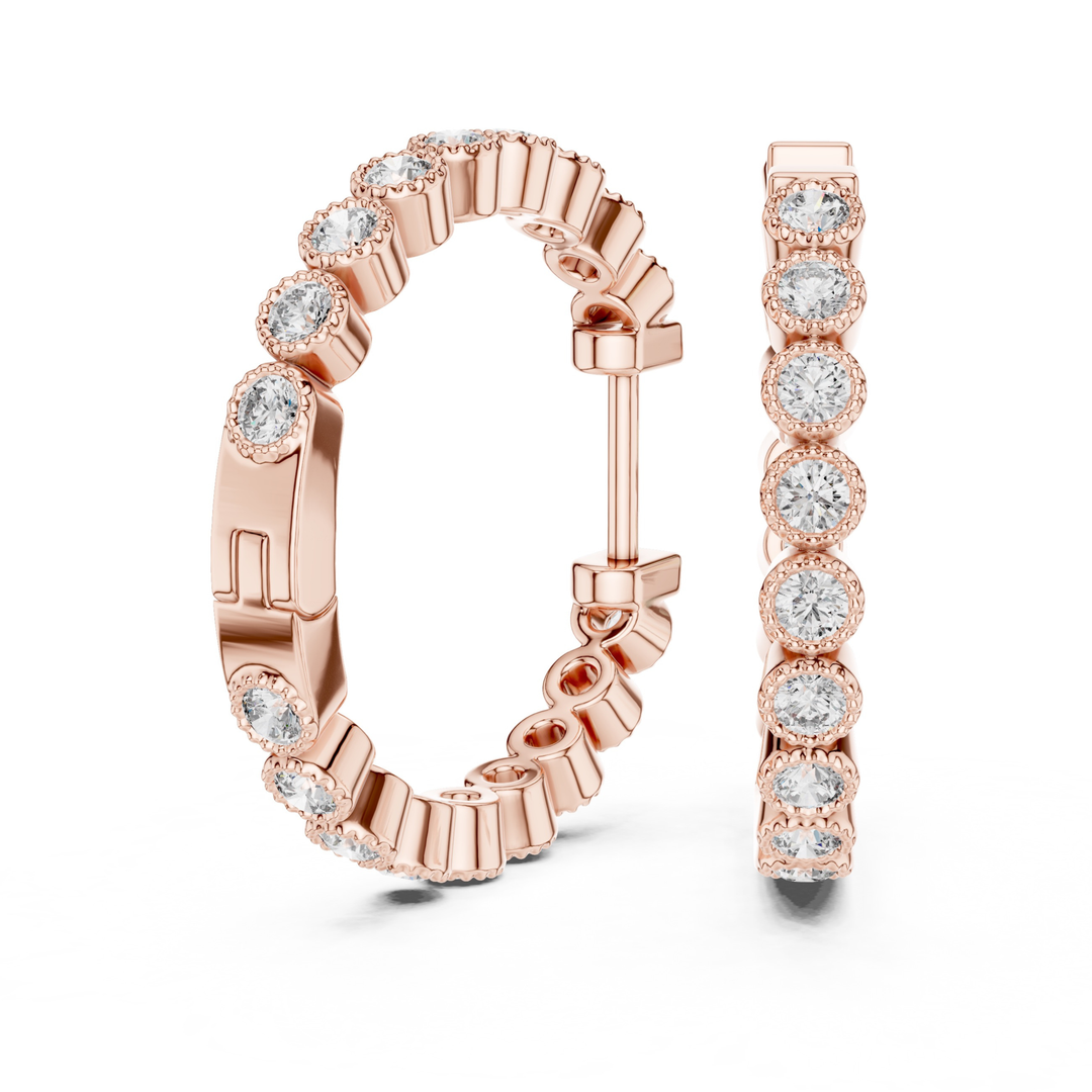 Bezel Diamond Hoop Earrings - E1123