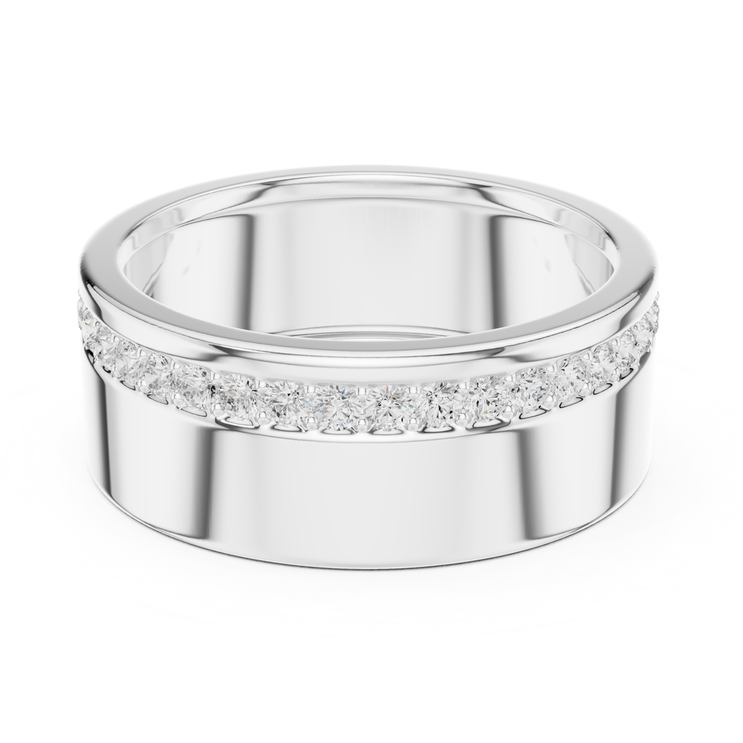 Single Row Round Diamond Men's Band - B1135