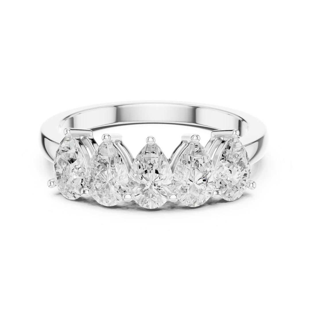 Five Stone Pear 1.25 ctw Diamond Band - B1145