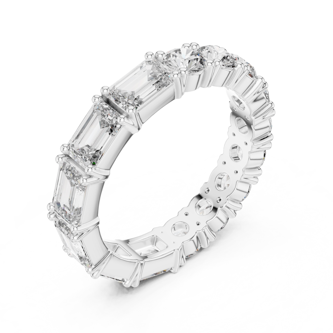 Emerald & Round 4.1 ctw Diamond Eternity Band - B1129