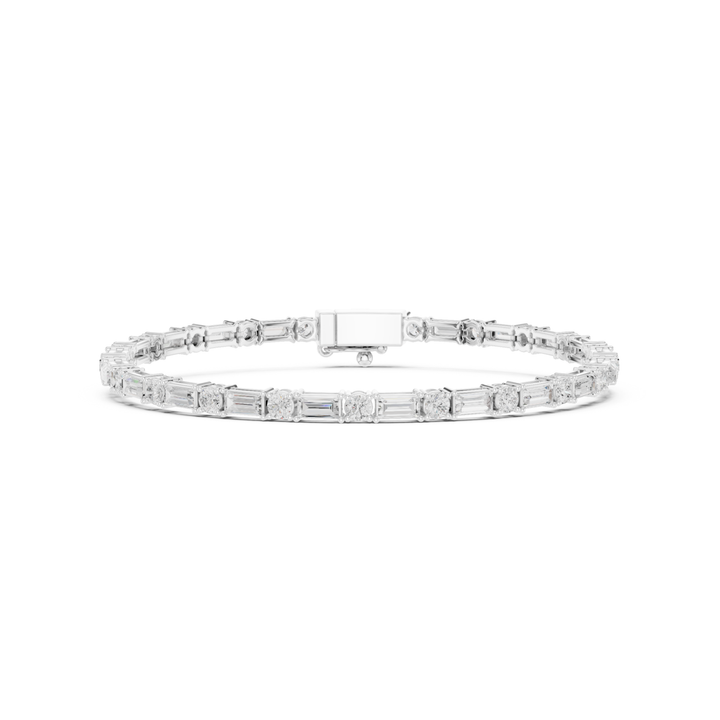 Baguette & Round 3.9 ctw Lab Diamond Tennis Bracelet - BC128