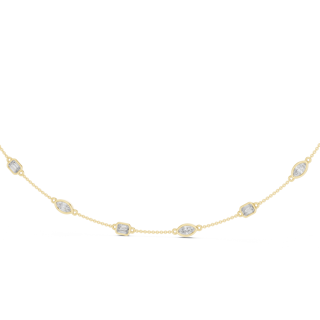 Marquise & Emerald 2.8 ctw Diamond Station Necklace - P1121