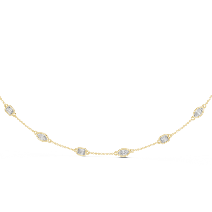 Marquise & Emerald 2.8 ctw Diamond Station Necklace - P1121