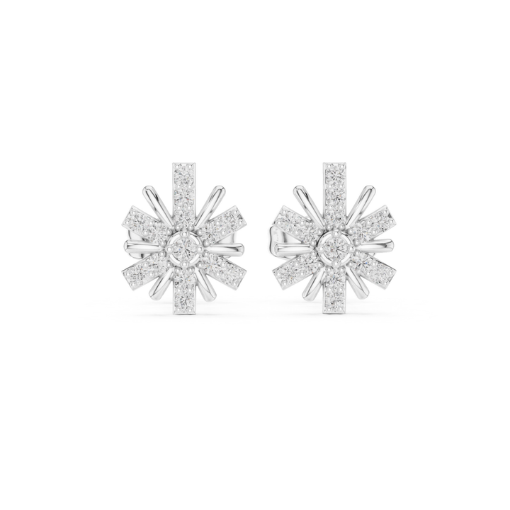 Diamond Sunburst Stud Earrings - E1132
