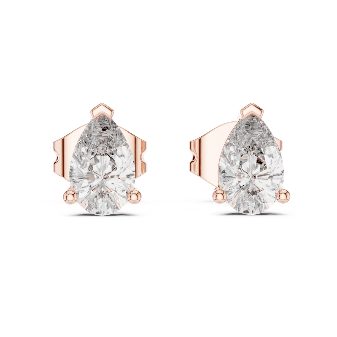 Pear Shape 1.00 ctw Diamond Crown Stud Earrings - E1153