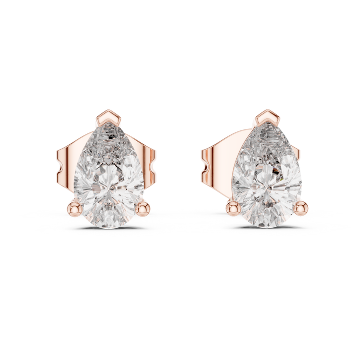 Pear Shape 1.00 ctw Diamond Crown Stud Earrings - E1153