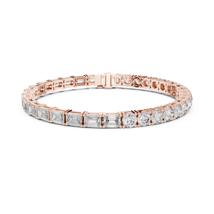 Emerald & Round 12.6 ctw Lab Diamond Tennis Bracelet- BC124