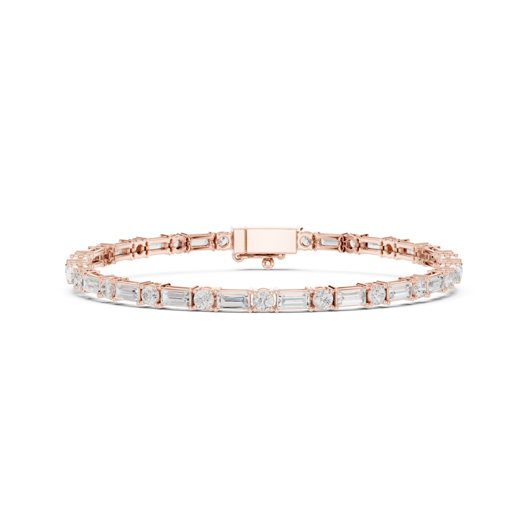 Baguette & Round 3.9 ctw Lab Diamond Tennis Bracelet - BC128