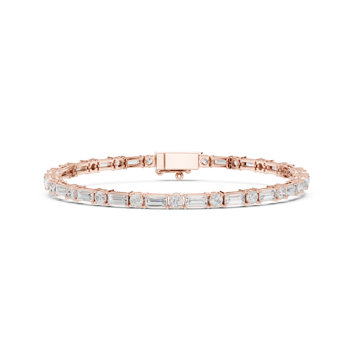 Baguette & Round 3.9 ctw Lab Diamond Tennis Bracelet - BC128