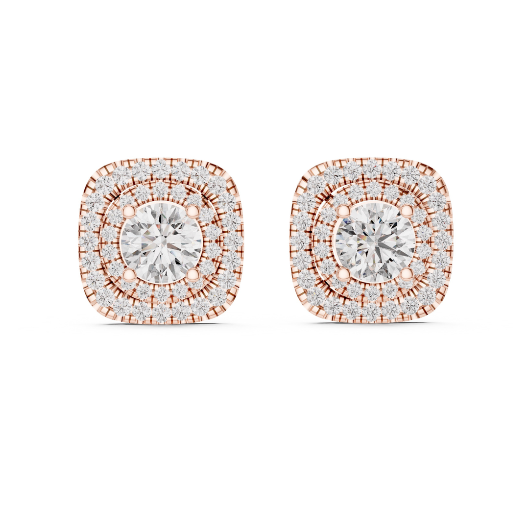 Square Halo 3.88 ctw Diamond Stud Earrings - E1130