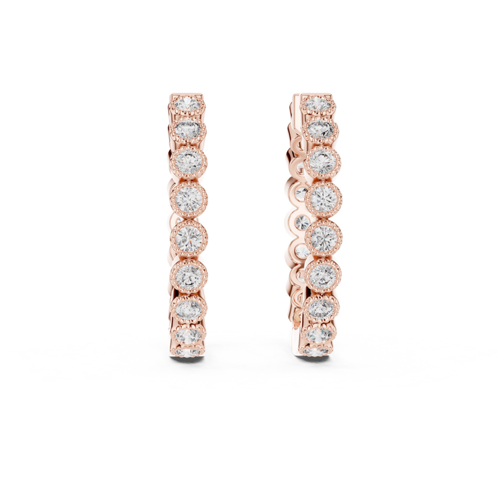 Bezel Diamond Hoop Earrings - E1123