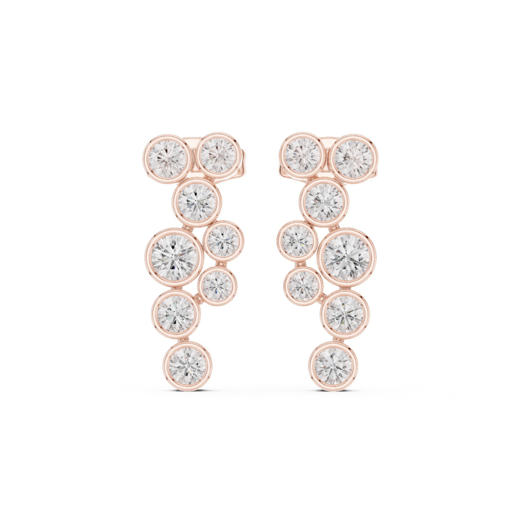 Bezel Diamond Cascade Drop Earrings - E1124