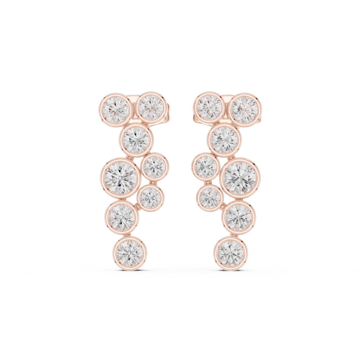 Bezel Diamond Cascade Drop Earrings - E1124