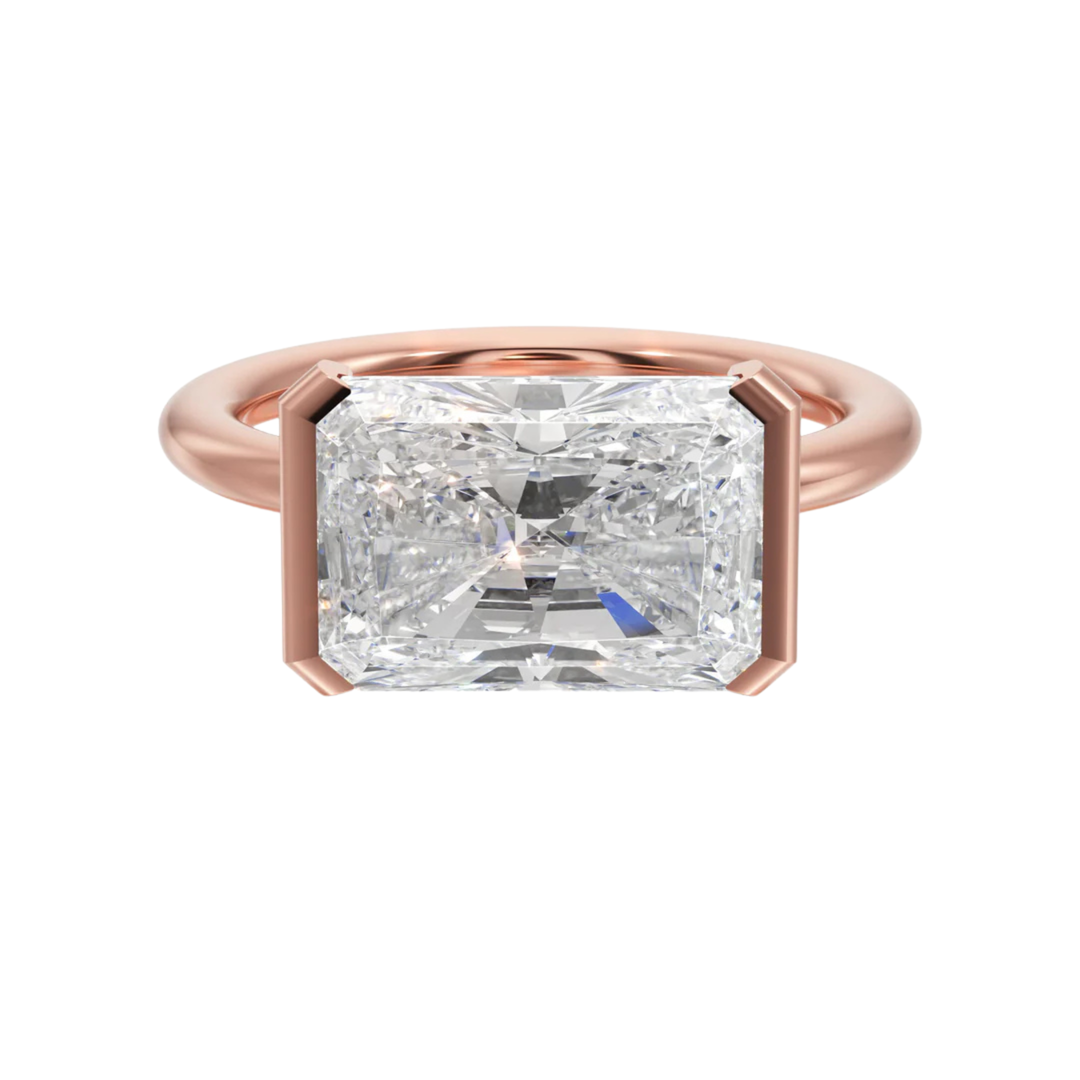 Adore Half Bezel Radiant Diamond Engagement Ring - R1026