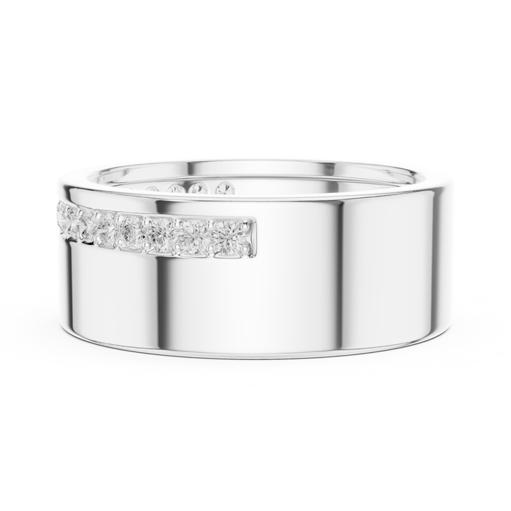 Single Row Round Diamond Men's Band - B1135