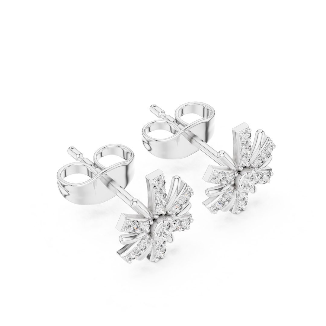 Diamond Sunburst Stud Earrings - E1132