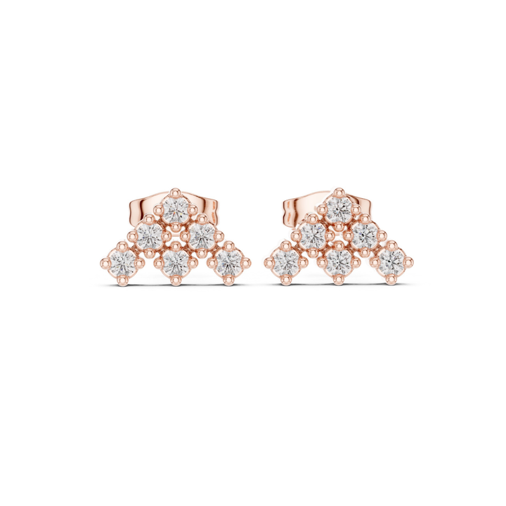 Diamond Cluster Stud Earrings - E1131