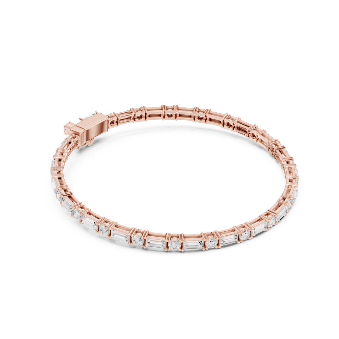 Baguette & Round 3.9 ctw Lab Diamond Tennis Bracelet - BC128