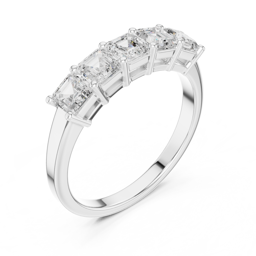 Five Stone Square Emerald Cut 1.11 ctw Diamond Band - B1150