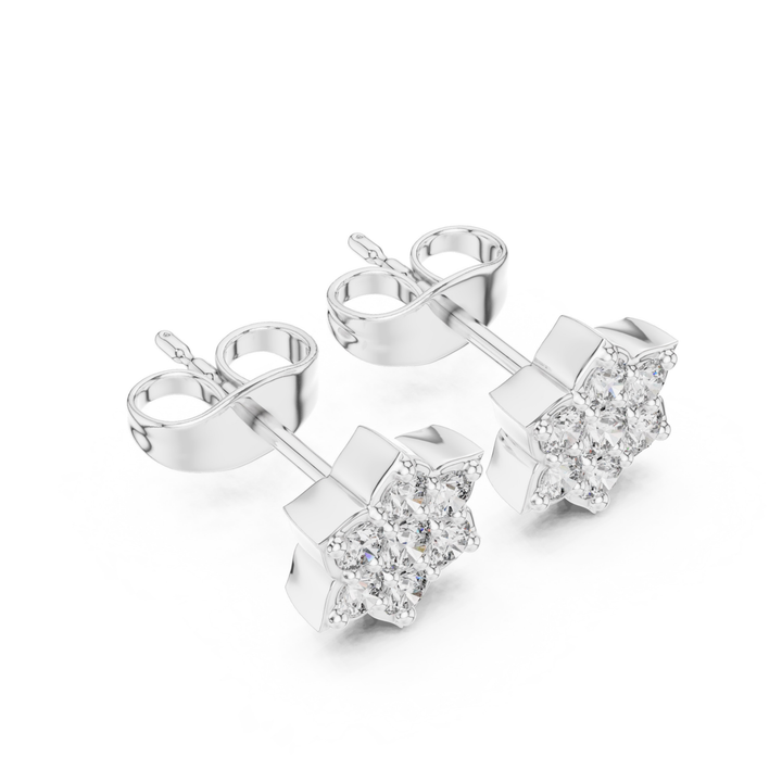 Diamond Flower Stud Earrings - E1129