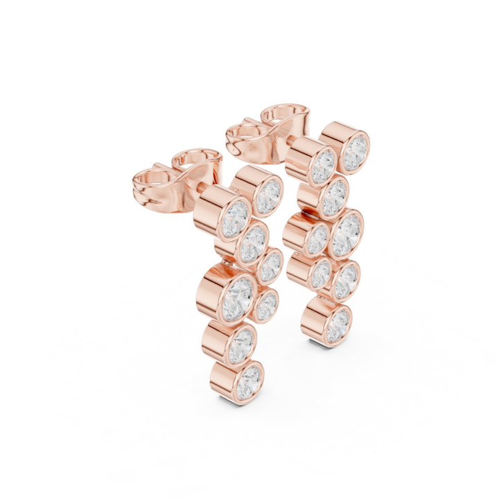 Bezel Diamond Cascade Drop Earrings - E1124