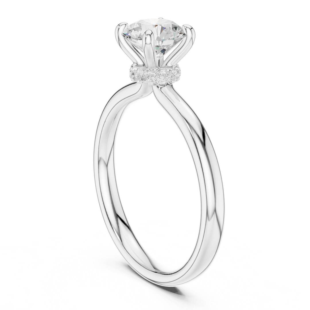 Aurelle Hidden Halo Round Diamond Engagement Ring - R1273