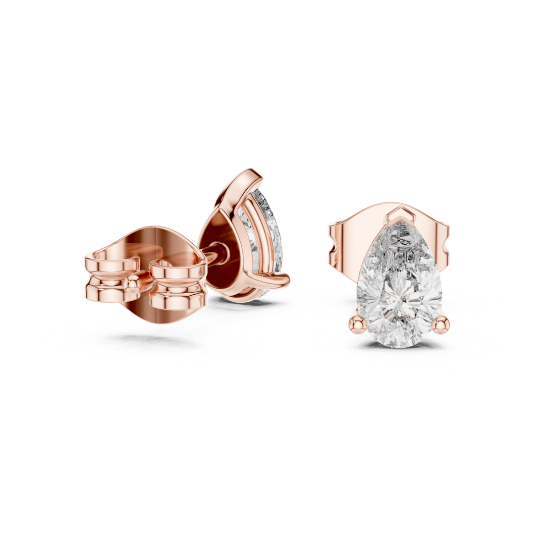 Pear Shape 1.00 ctw Diamond Crown Stud Earrings - E1153