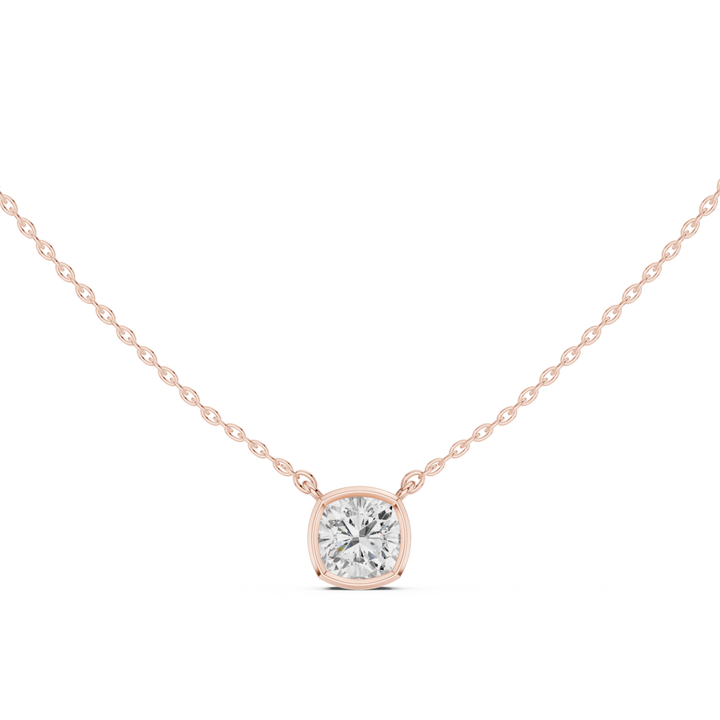 Cushion Cut Diamond Bezel Solitaire Pendant - P1135CU