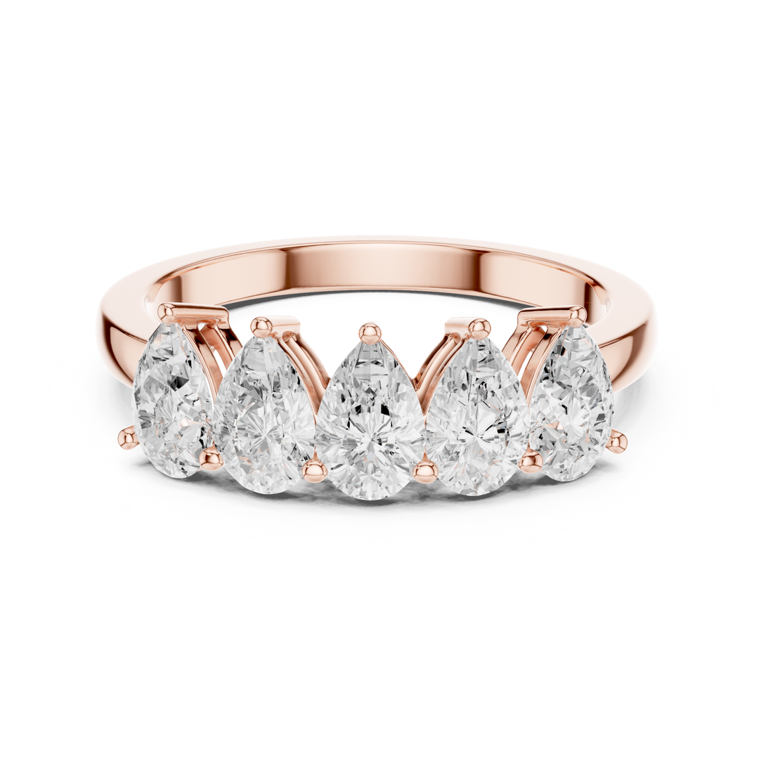 Five Stone Pear 1.25 ctw Diamond Band - B1145