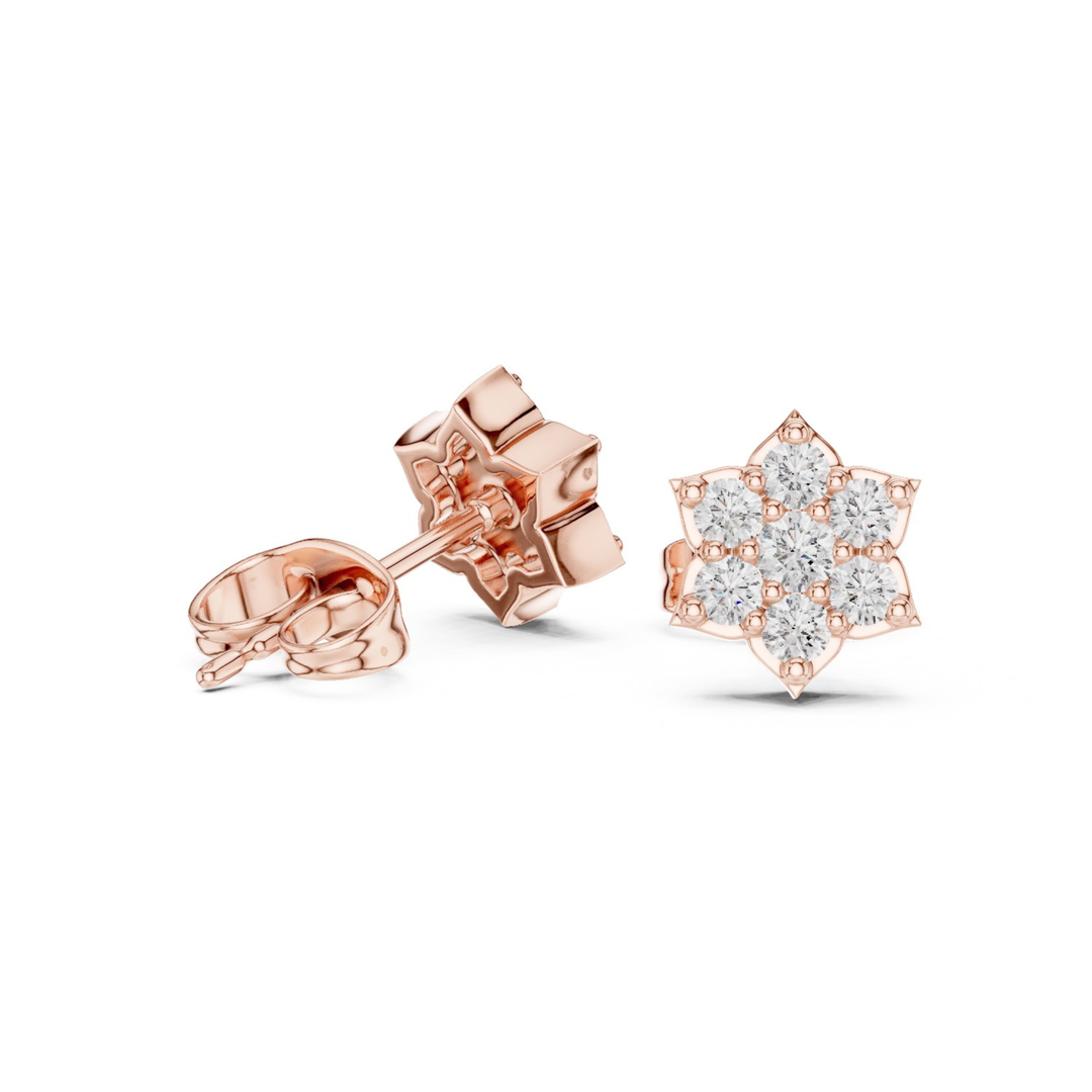 Diamond Flower Stud Earrings - E1129