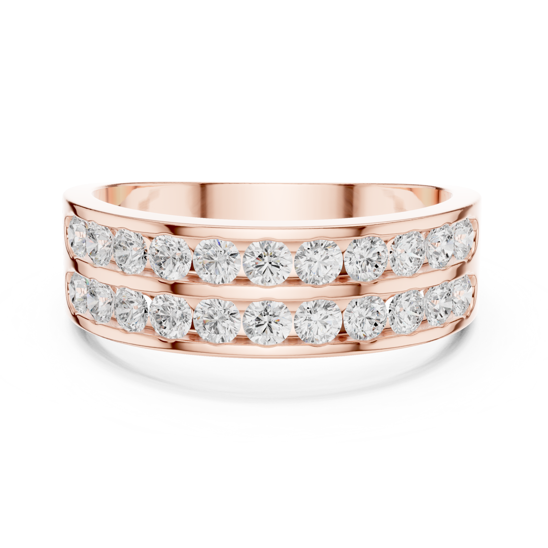 Double Row Round 1.3 ctw Diamond Men's Band - B1130