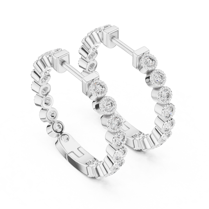 Bezel Diamond Hoop Earrings - E1123
