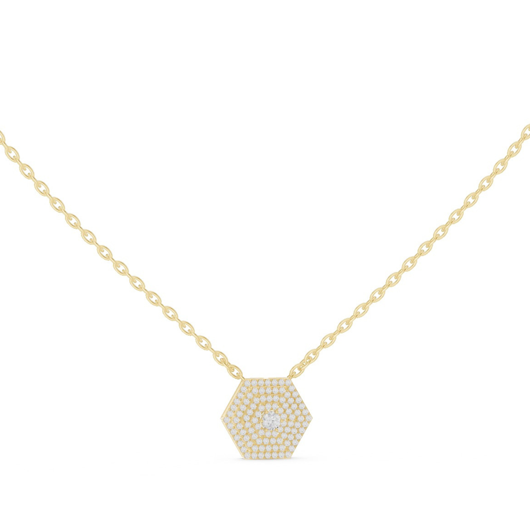 Hexagon Diamond Pendant Necklace - P1131