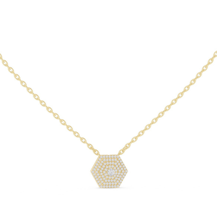 Hexagon Diamond Pendant Necklace - P1131