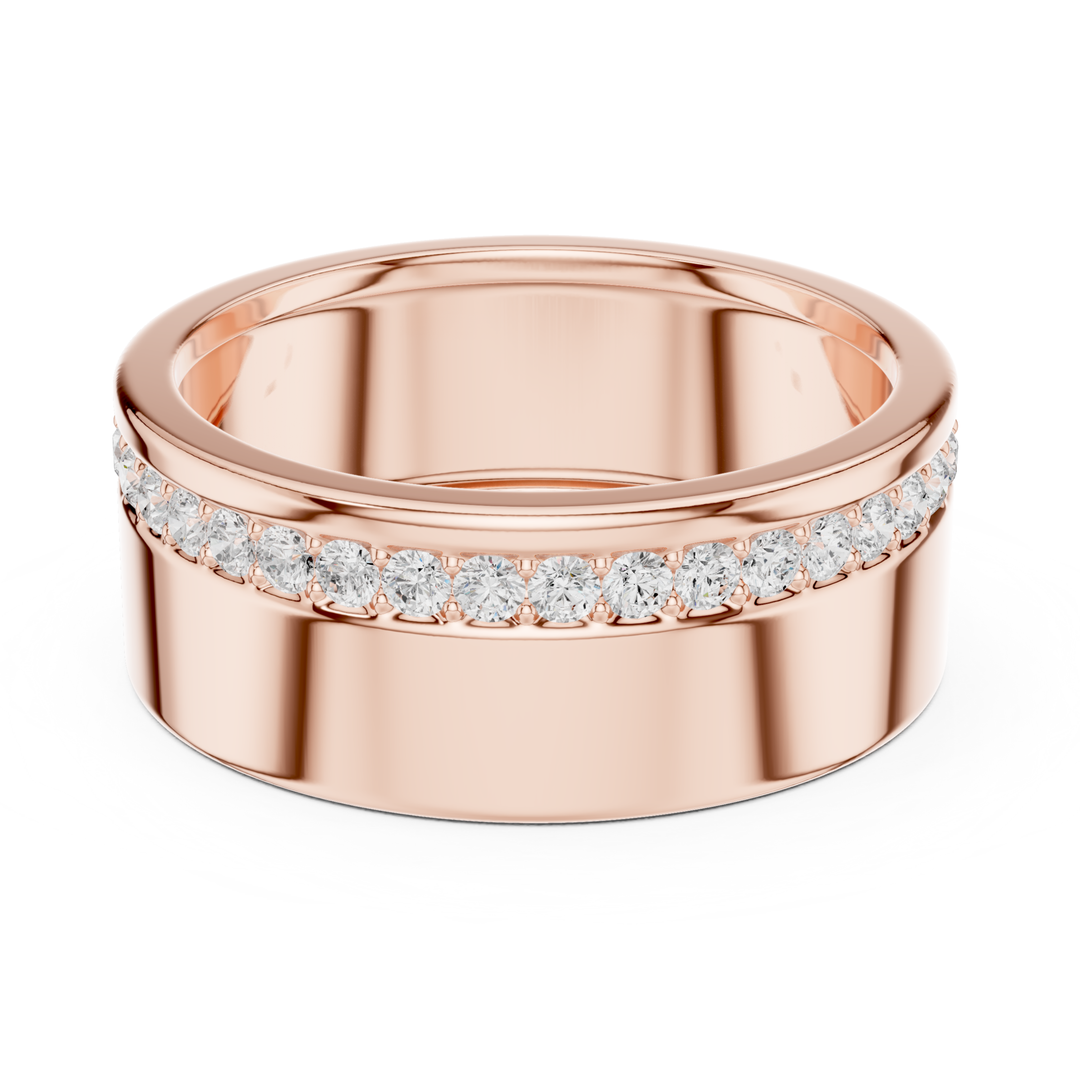 Single Row Round Diamond Men's Band - B1135